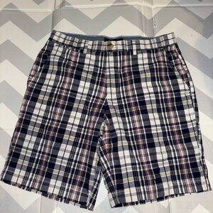 US Polo Assn Men's Plaid Shorts - Navy, White, Red size 34